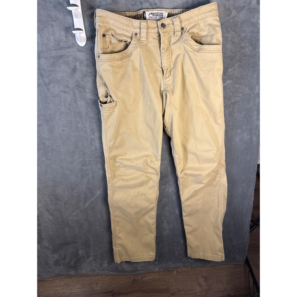 Mountain Khakis Camber 105 Pants Mens 33x32 Classic Fit Khaki Tan Canvas Utility